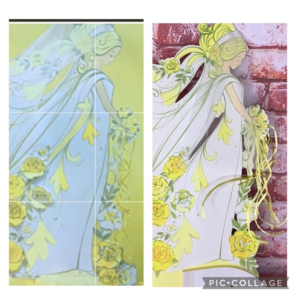 Vintage 70s Hallmark Yellow and White 13” Paper Bridal Shower  Centerpiece